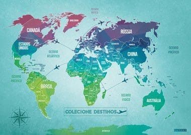 Mapa Mundi World Colors